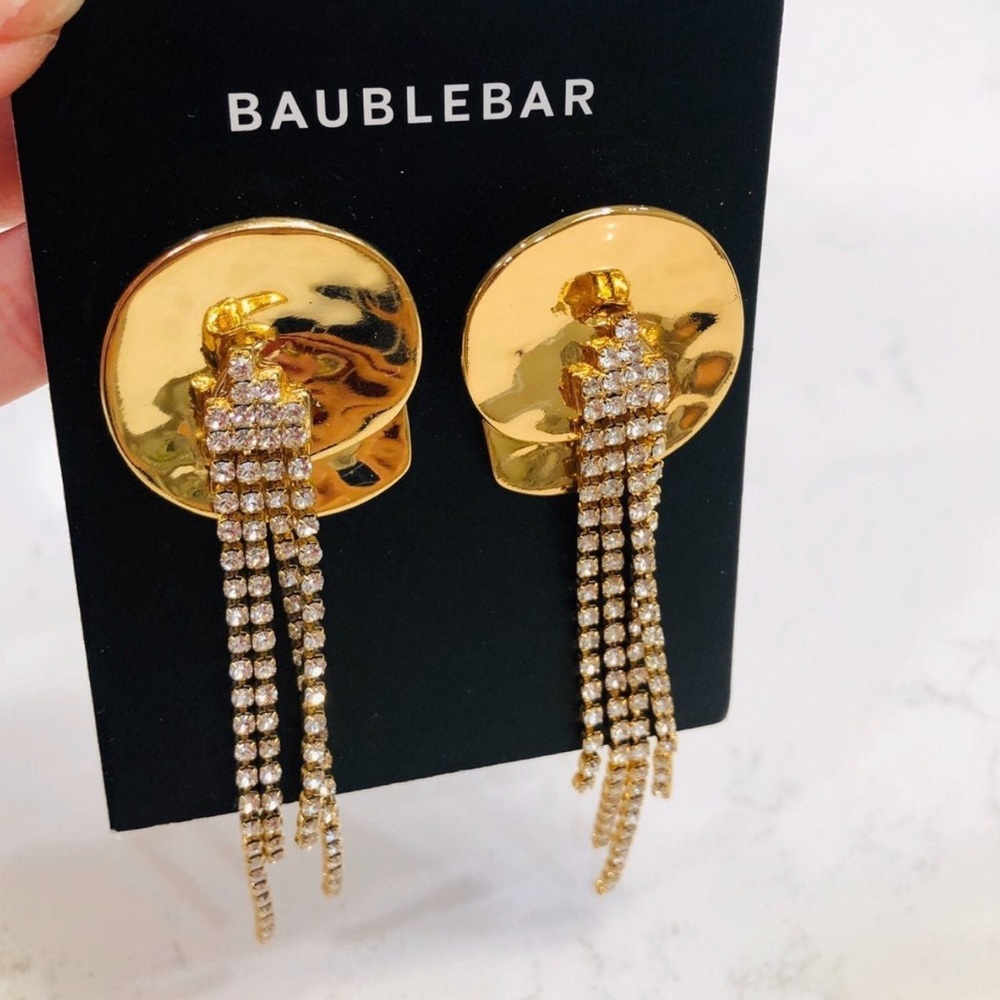 baublebar crystal strand drop earrings NEW